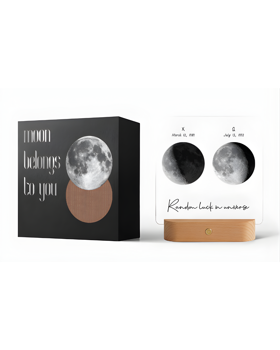 Personalized Illuminated Moon Phase Frame – Custom Name & Date Gift for Couples, Family & Friends