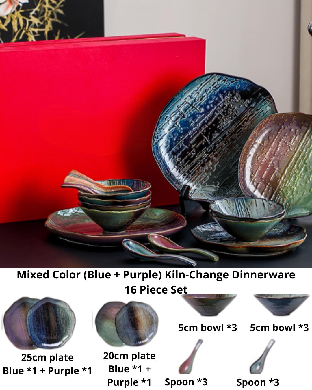 Color Kiln Transformation Porcelain Dinnerware Gift Set – Artistic & Durable