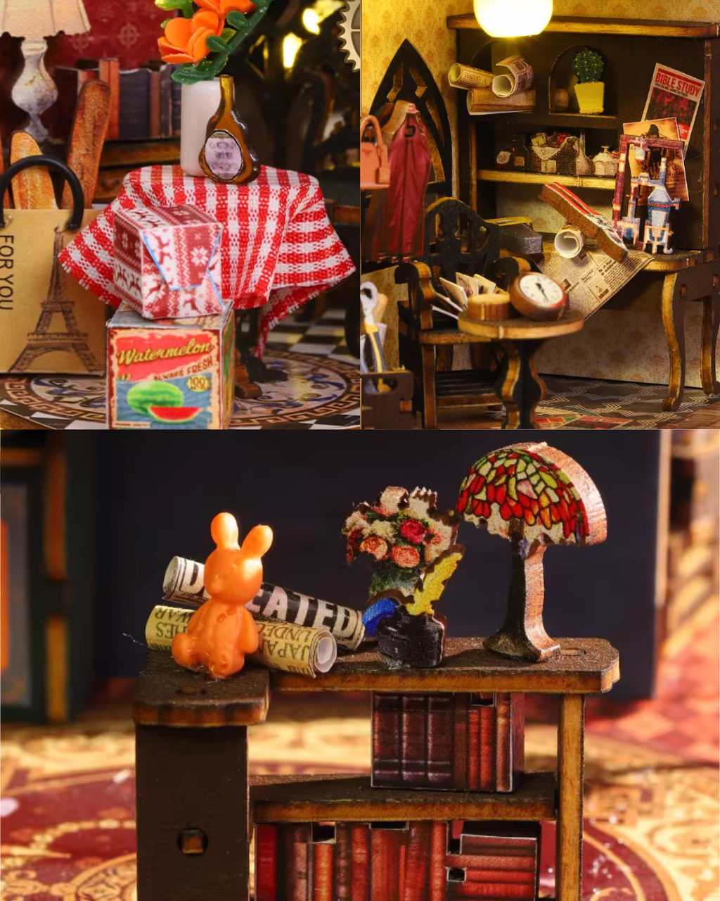 Steampunk DIY Miniature House with Rail Track & LED Lighting