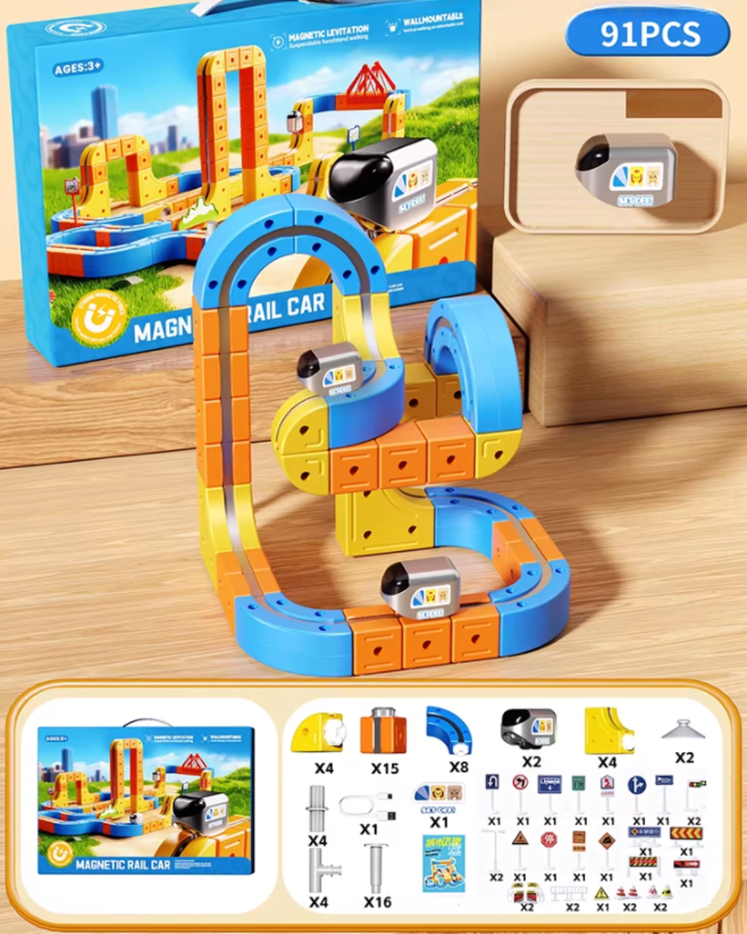 Magnetic Track Car Building Set with Upside-Down Driving