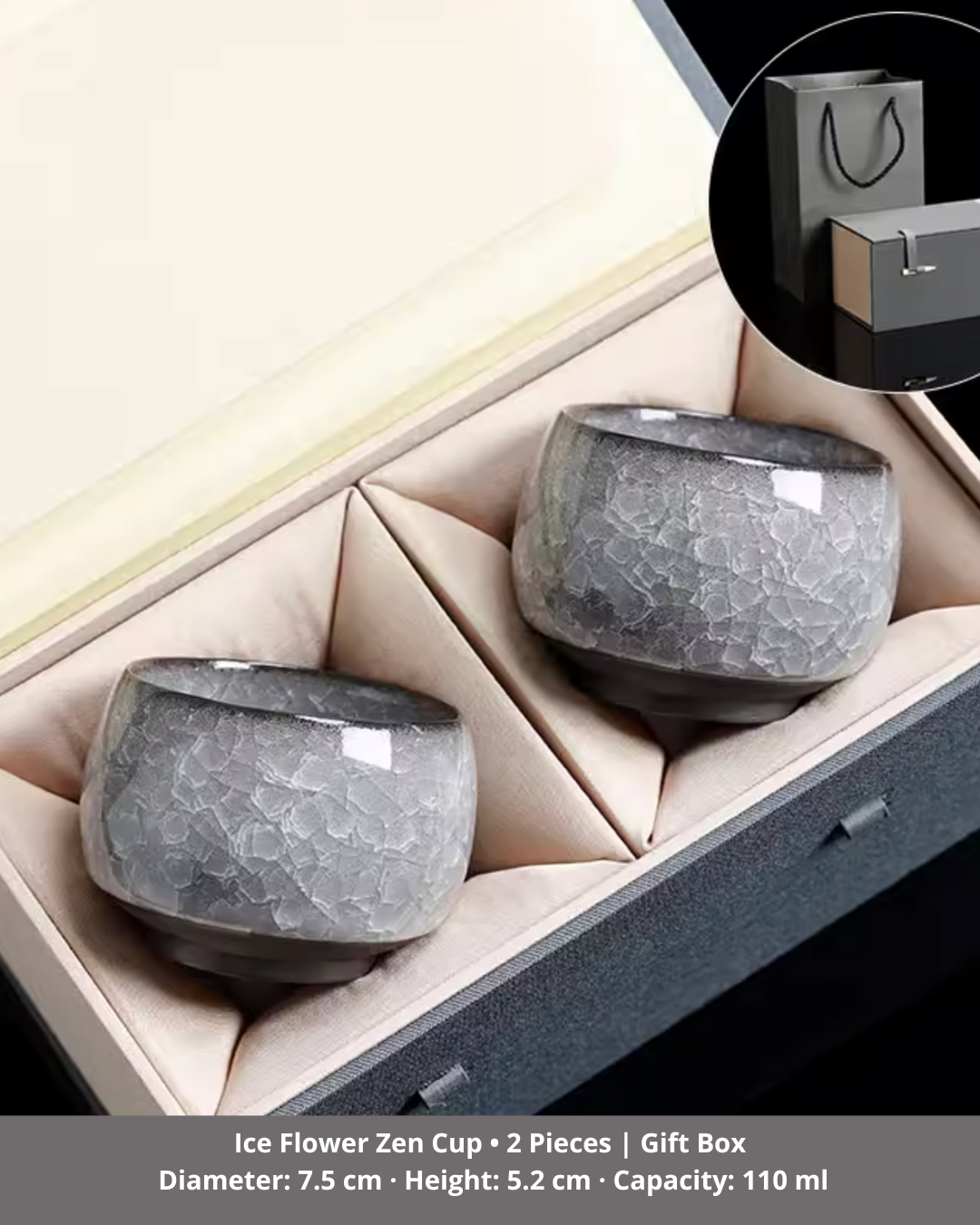 Black Ice Blossom Ceramic Tea Cup for Mindful Daily Rituals