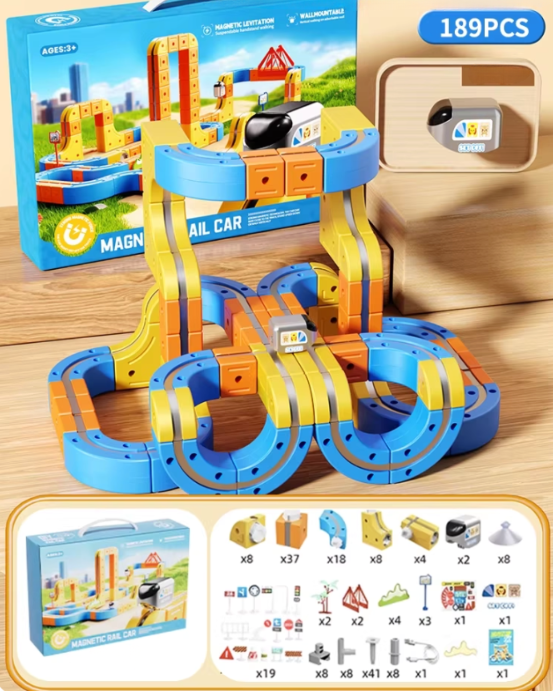 Magnetic Track Car Building Set with Upside-Down Driving