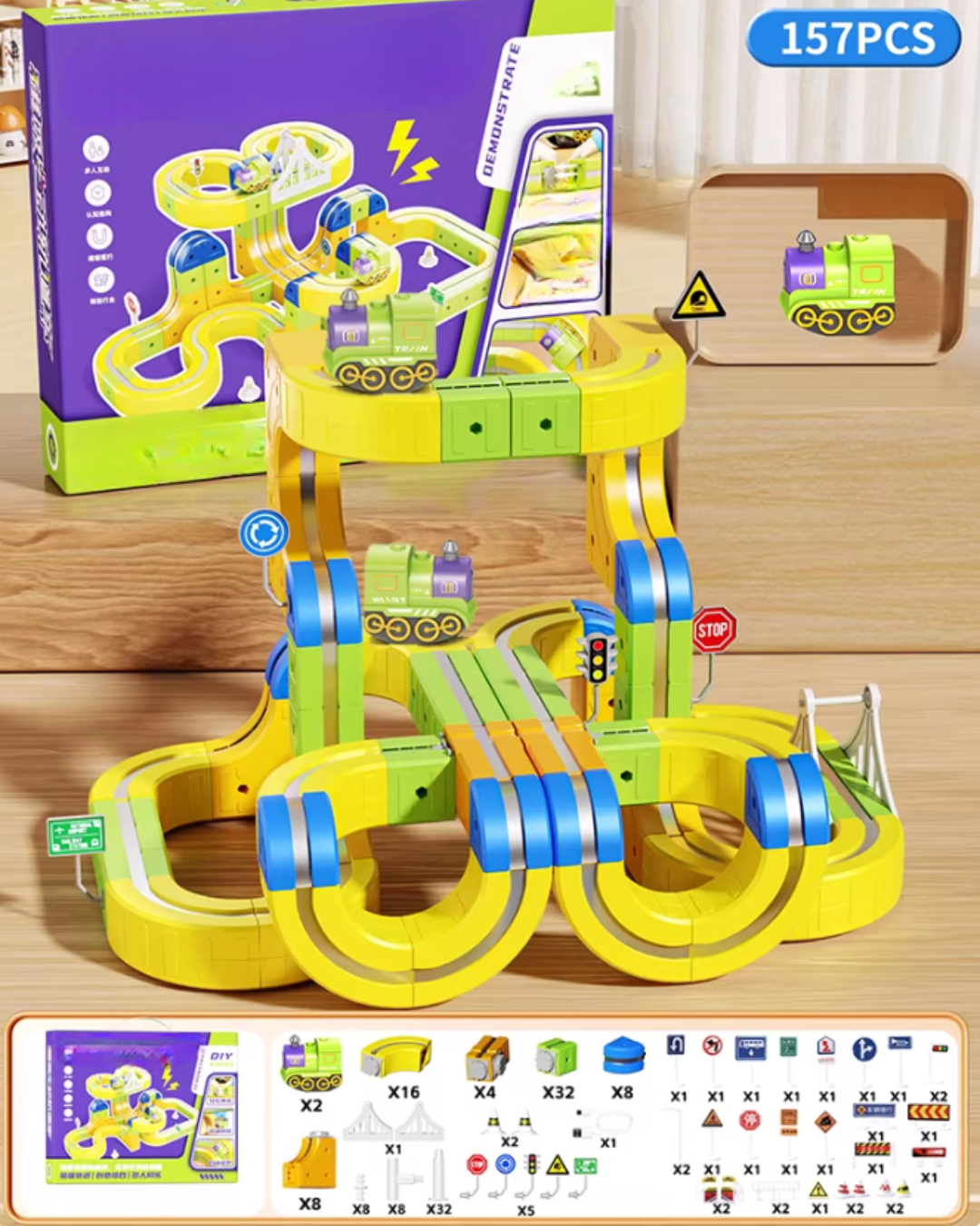 Magnetic Track Car Building Set with Upside-Down Driving