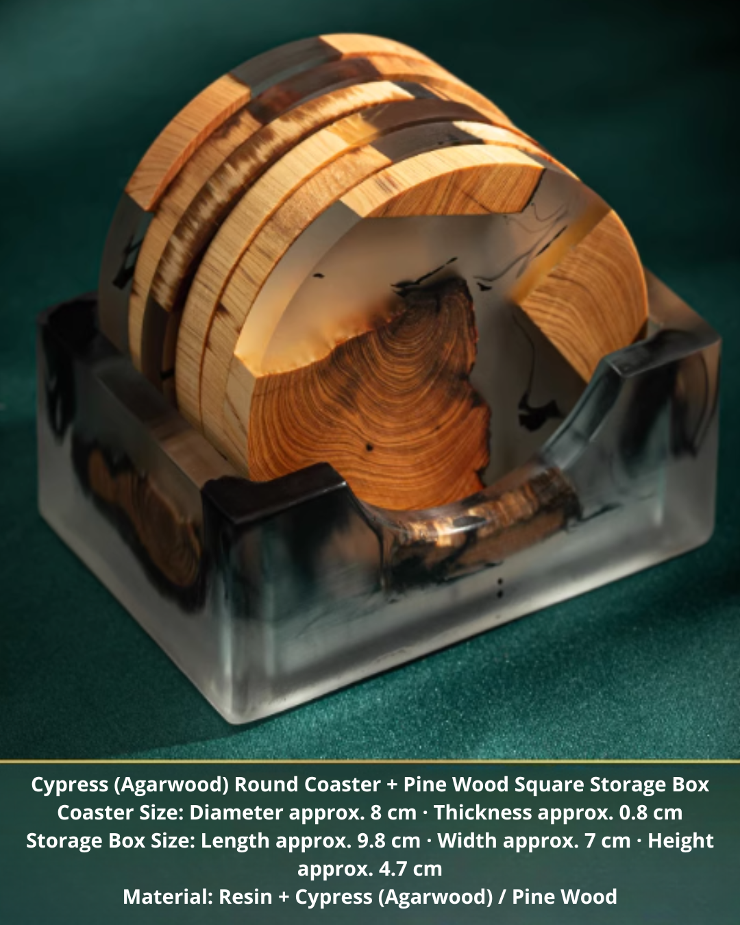 Elegant Resin and Wood Coasters for Coffee, Tea & Everyday Use