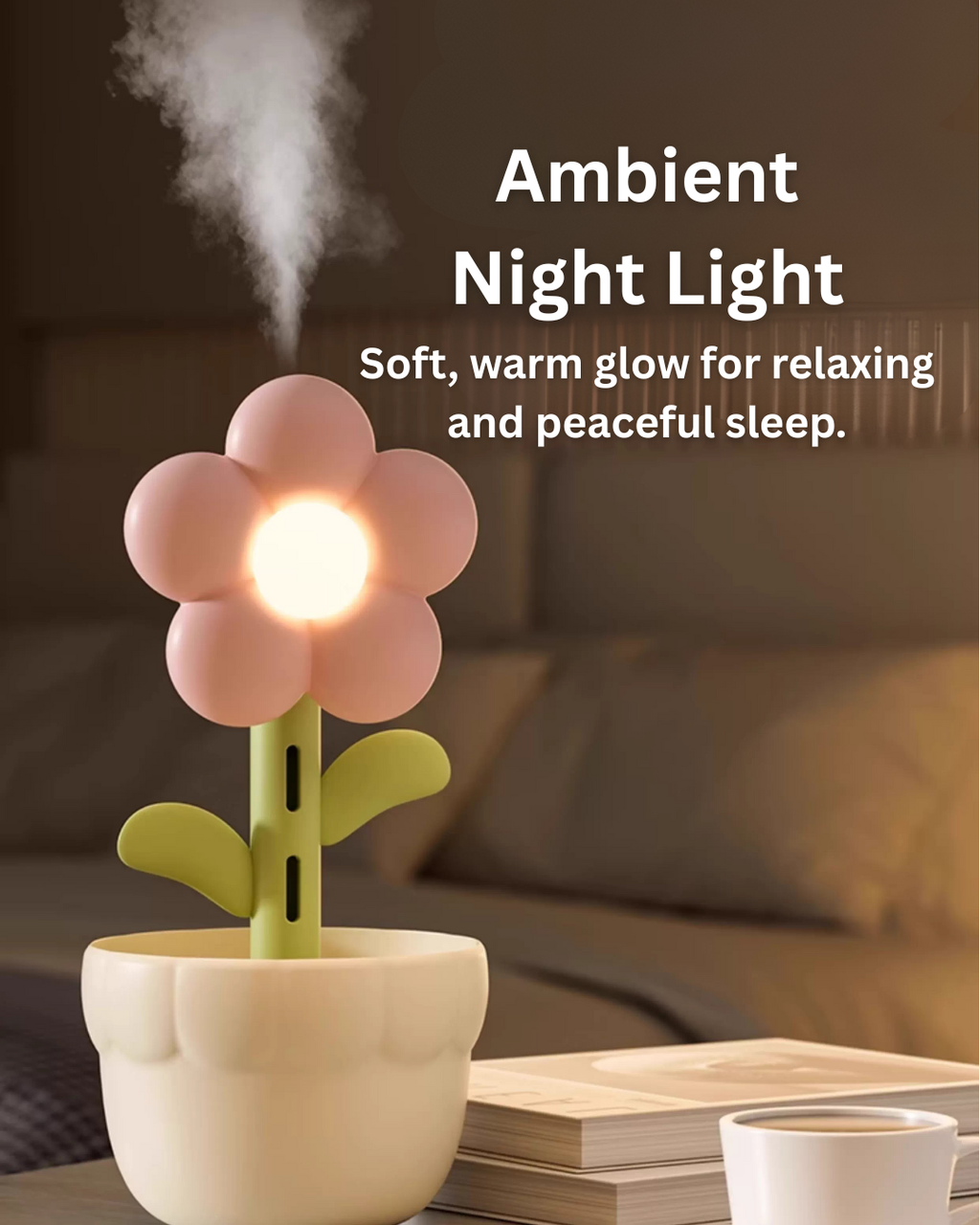 Flower Air Purifier & Humidifier with Quiet Mist and Ambient Light
