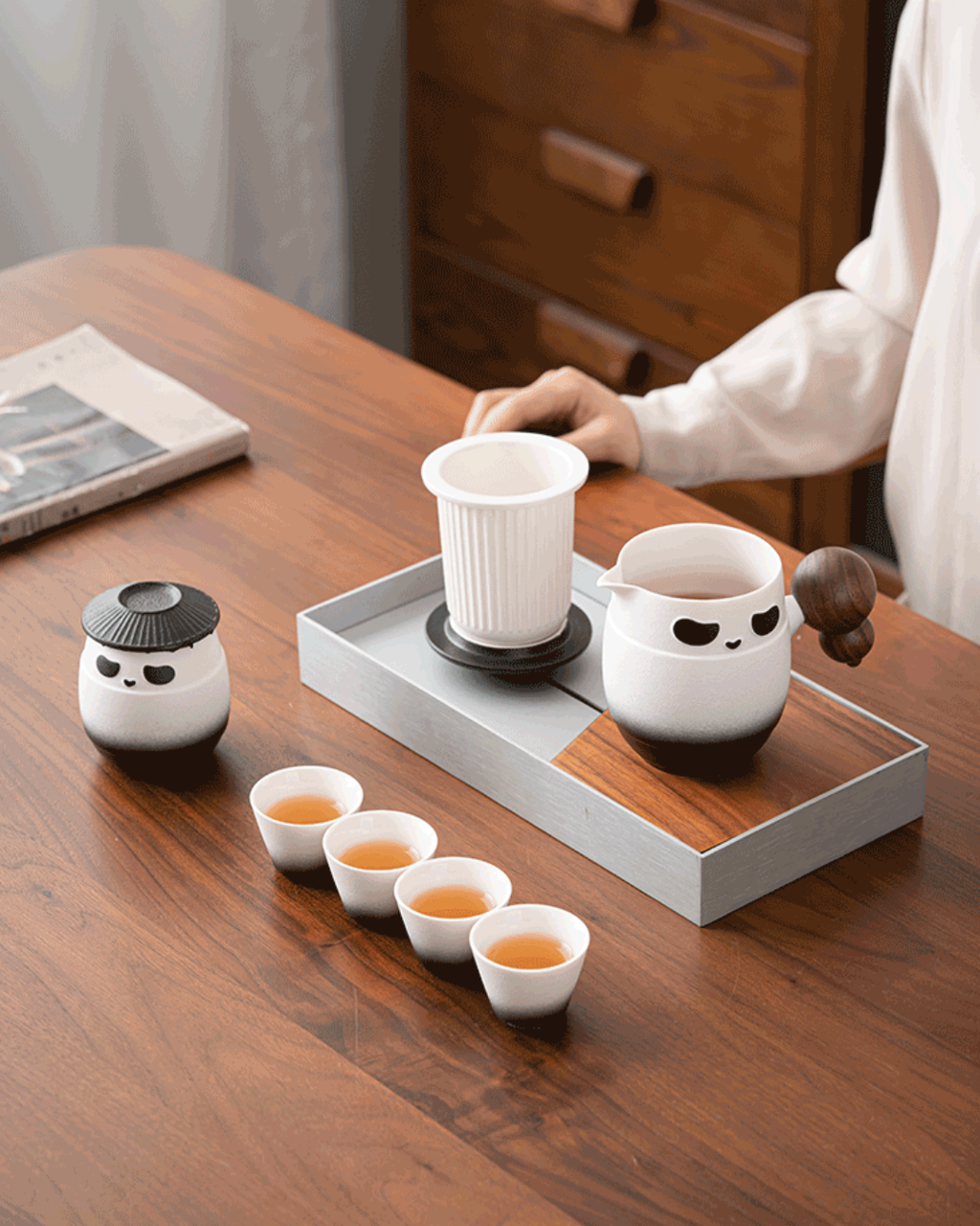 Panda Hero Tea Set – Compact Nested Design for Mindful Tea