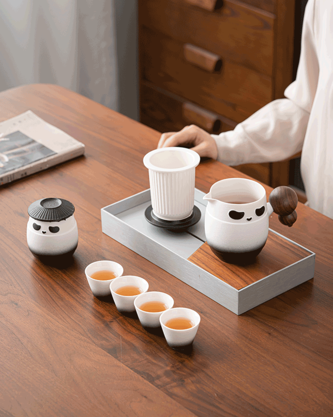 Panda Hero Tea Set – Compact Nested Design for Mindful Tea