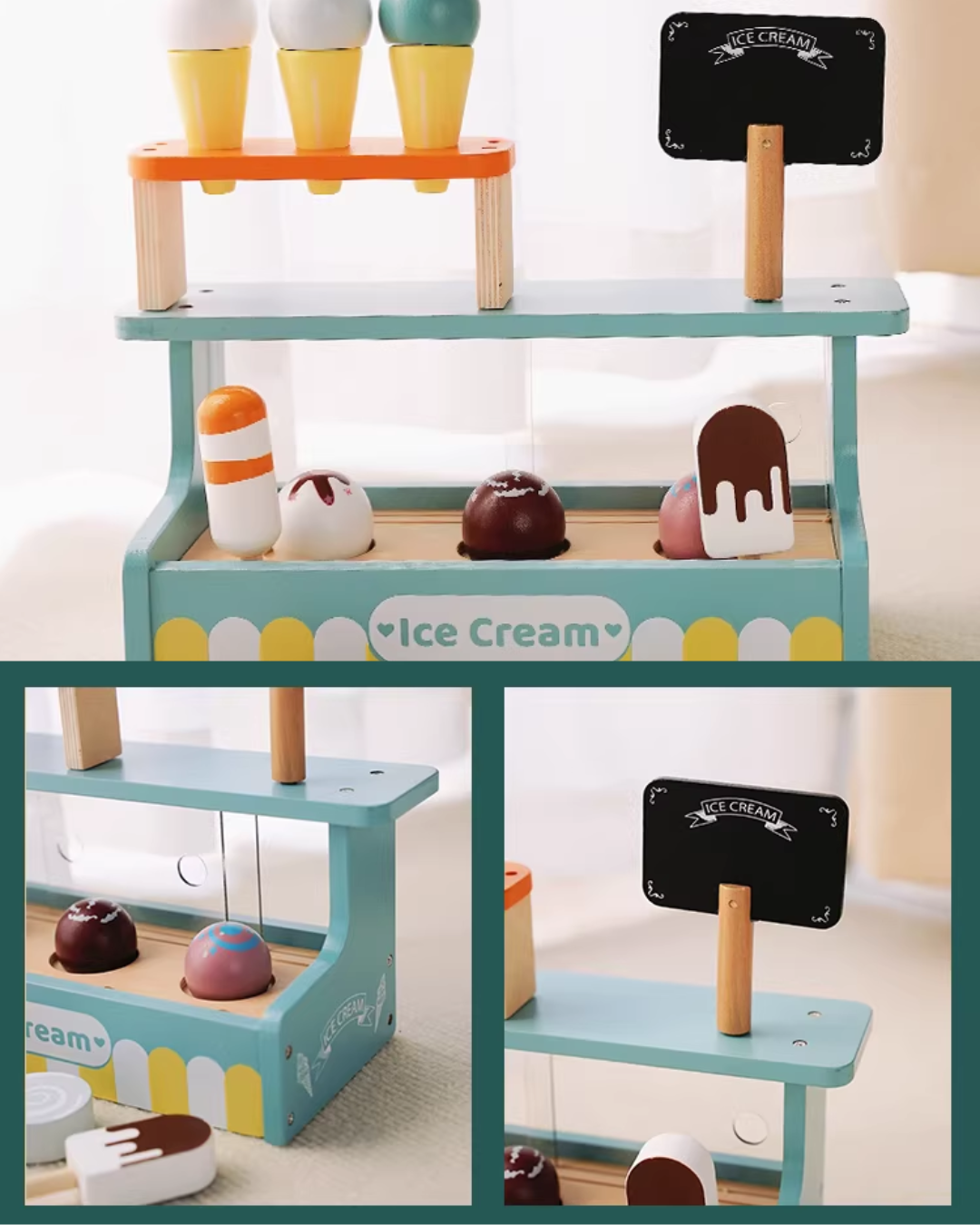 Nordic Wooden Pretend Kitchen & Tea Set for Toddlers – Role Play Toy