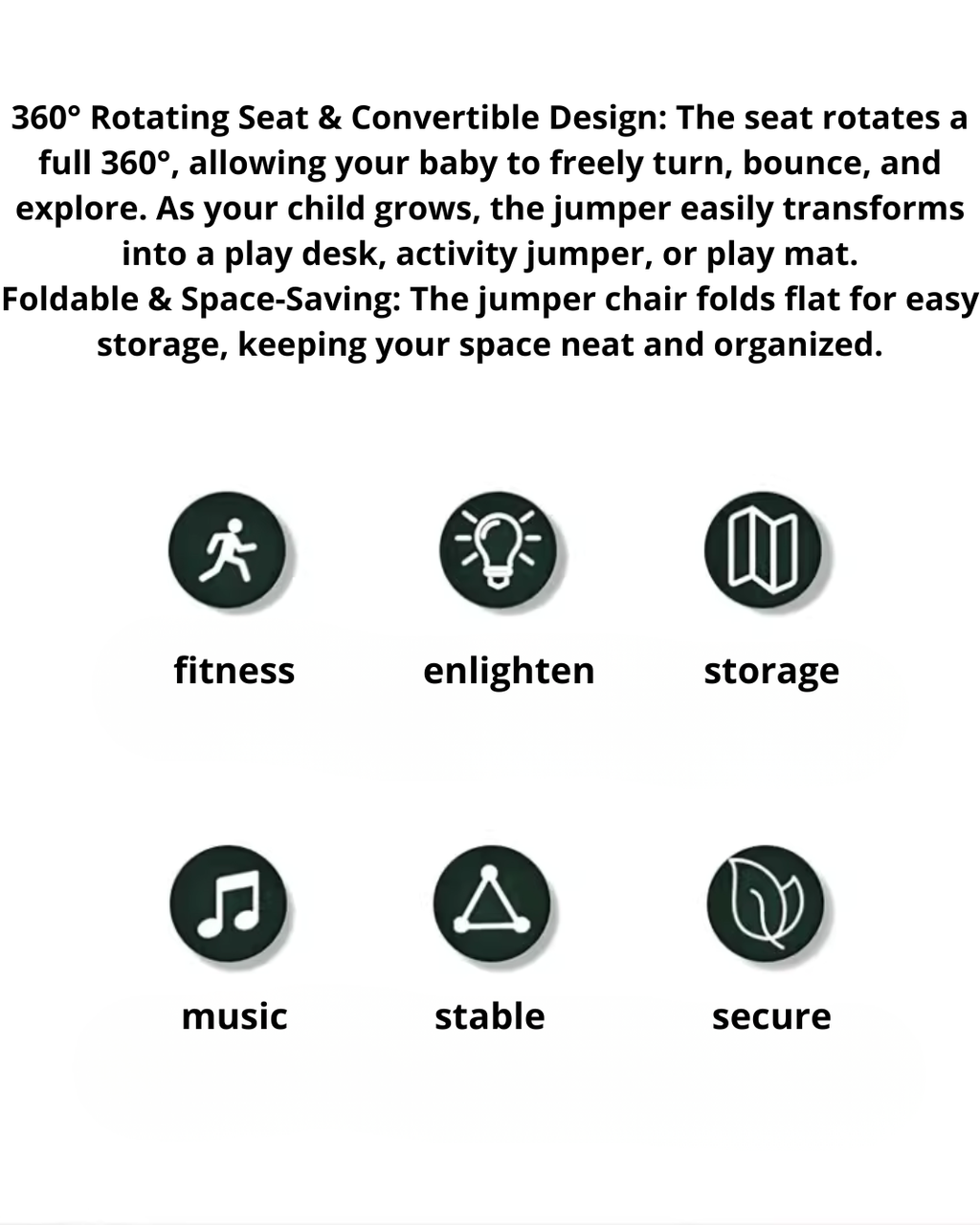 Multi-Function Baby Jumper Chair with 360° Rotating Seat & Toys