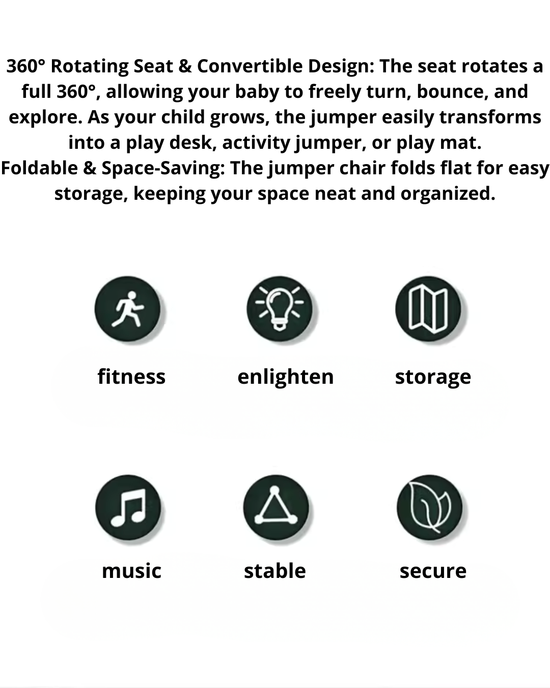 Multi-Function Baby Jumper Chair with 360° Rotating Seat & Toys