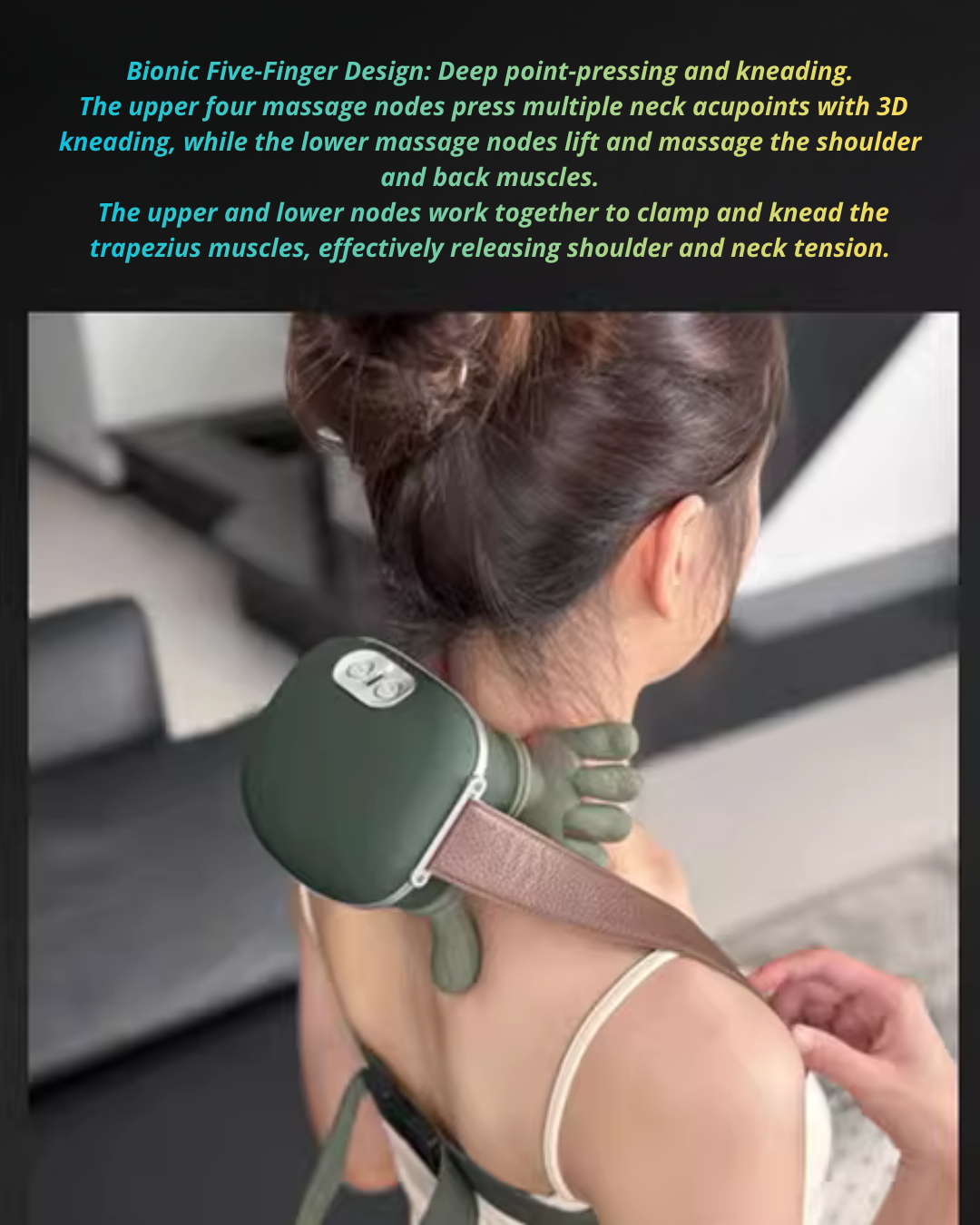 Wearable Neck & Shoulder Massager with Deep Kneading & Heat