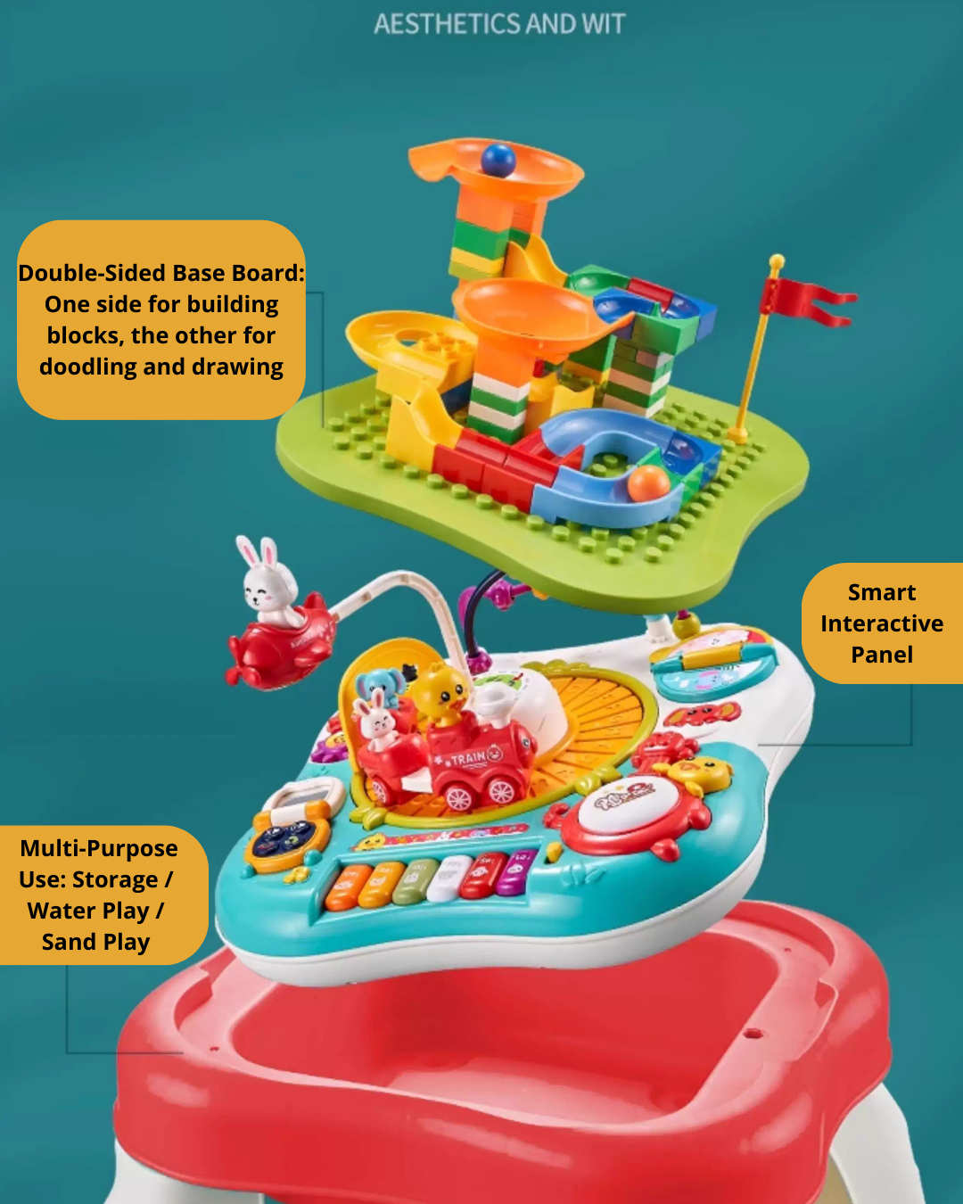 Toddler Activity Learning Table – Music, Blocks & Interactive Play 10+ Months