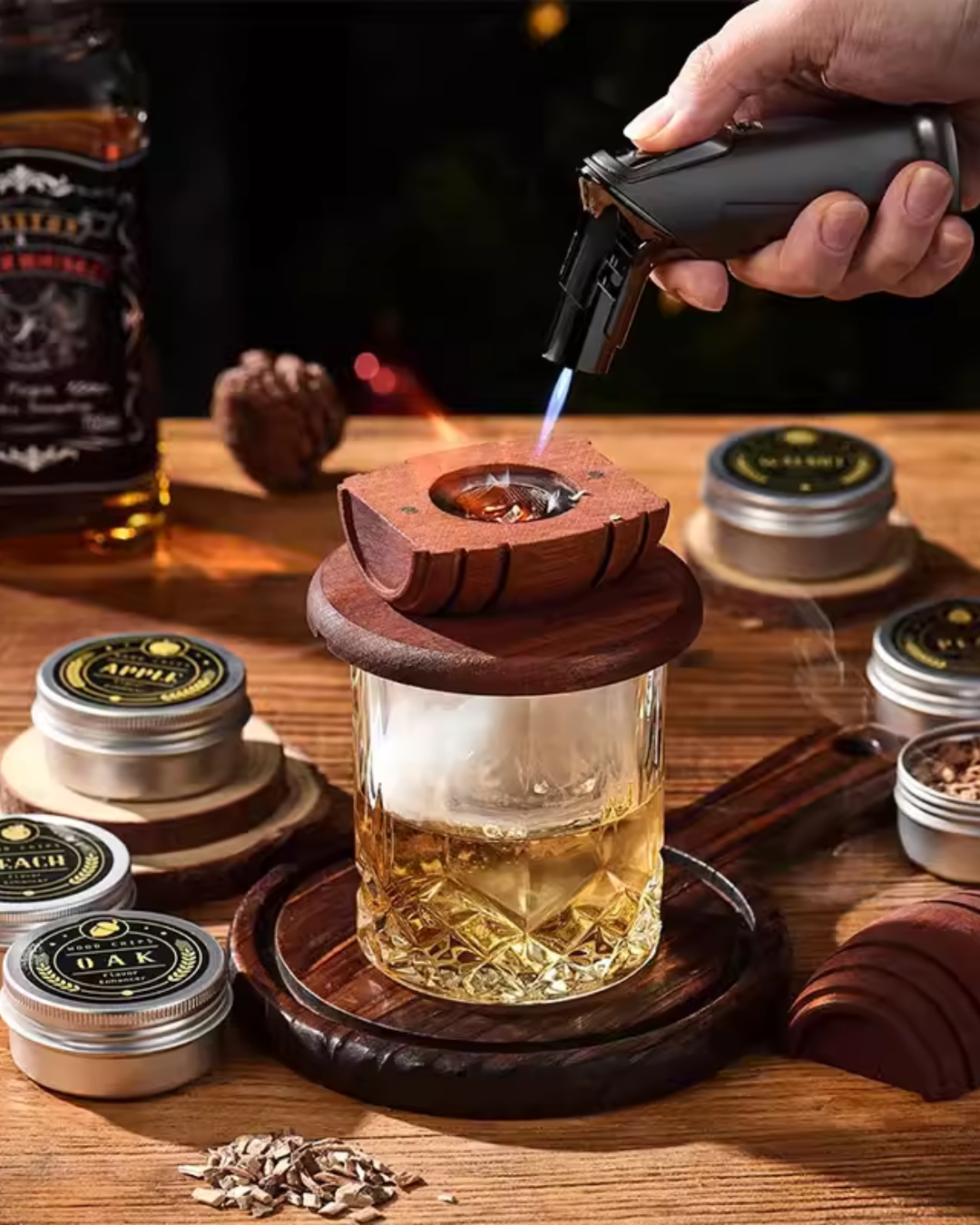 Premium Whiskey Smoker Kit for Home Cocktails & Bourbon Infusion