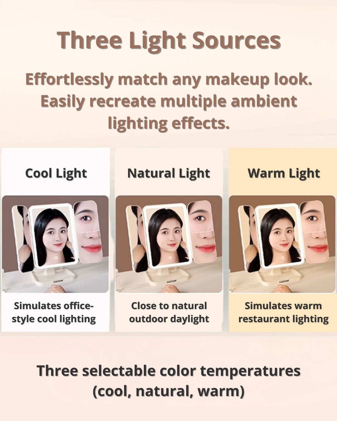 LED Makeup Mirror – 4K HD, Adjustable Lighting & Foldable Design