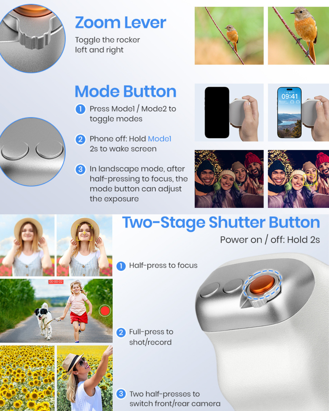 Magnetic Phone Camera Grip with Fill Light for Vlogging