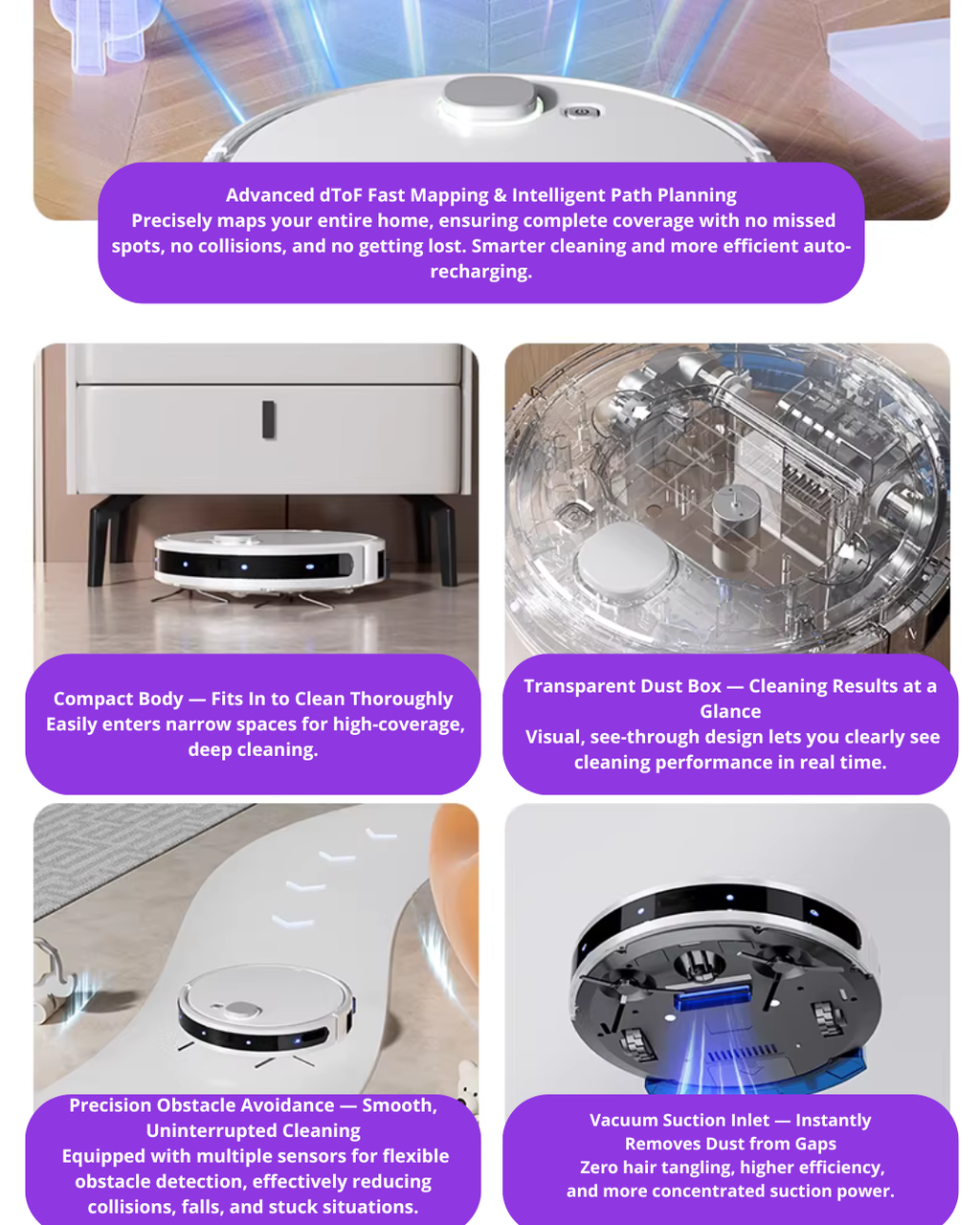 Robot Vacuum and Mop with Laser Navigation for Modern Homes