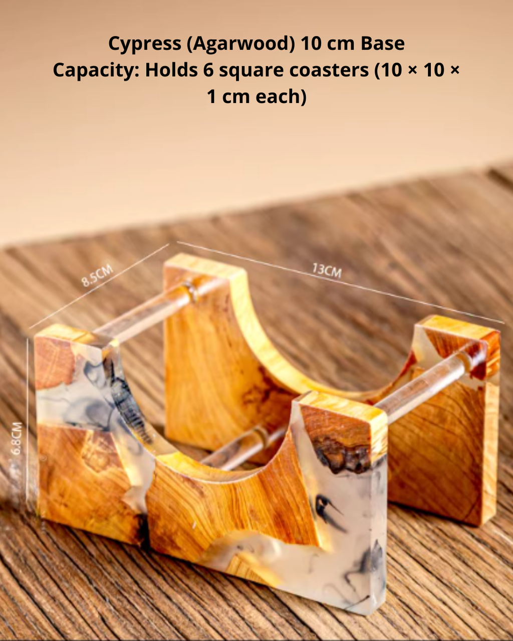 Elegant Resin and Wood Coasters for Coffee, Tea & Everyday Use