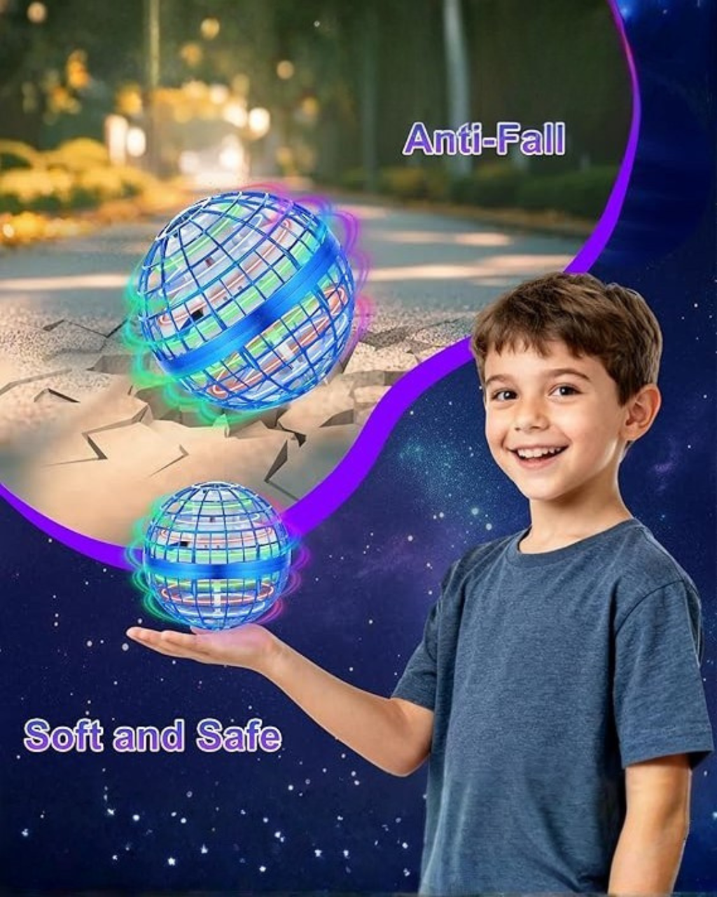 2026 Upgraded Flying Orb Ball – LED Hovering Spinner Toy for Kids
