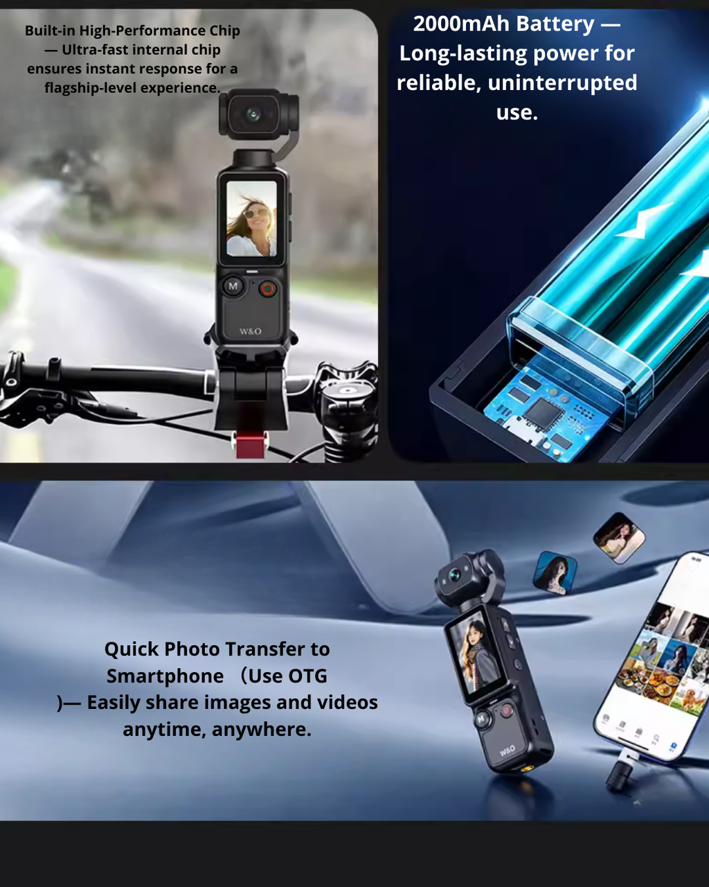 4800W HD Camera with Large Screen & Anti-Shake for Travel & Sports