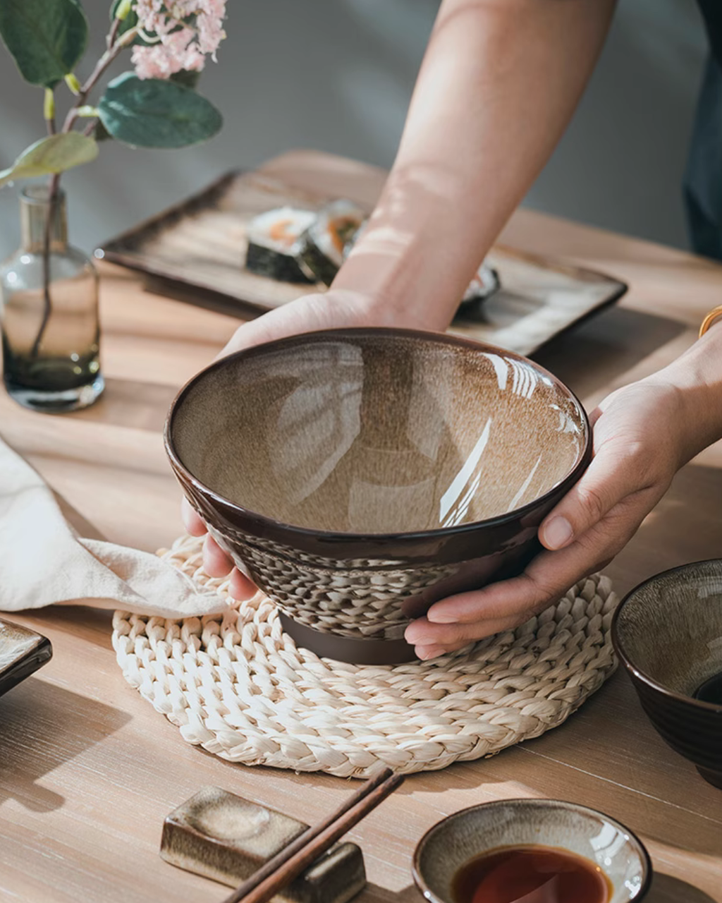 Japanese-Style Zisha Kiln-Change Dinnerware Set — Unique Handcrafted Ceramic