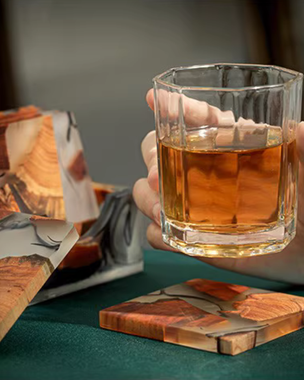Elegant Resin and Wood Coasters for Coffee, Tea & Everyday Use