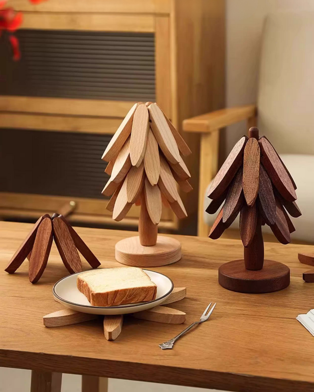 Natural Bamboo Tree Trivet Set – Stylish, Functional & Easy to Store