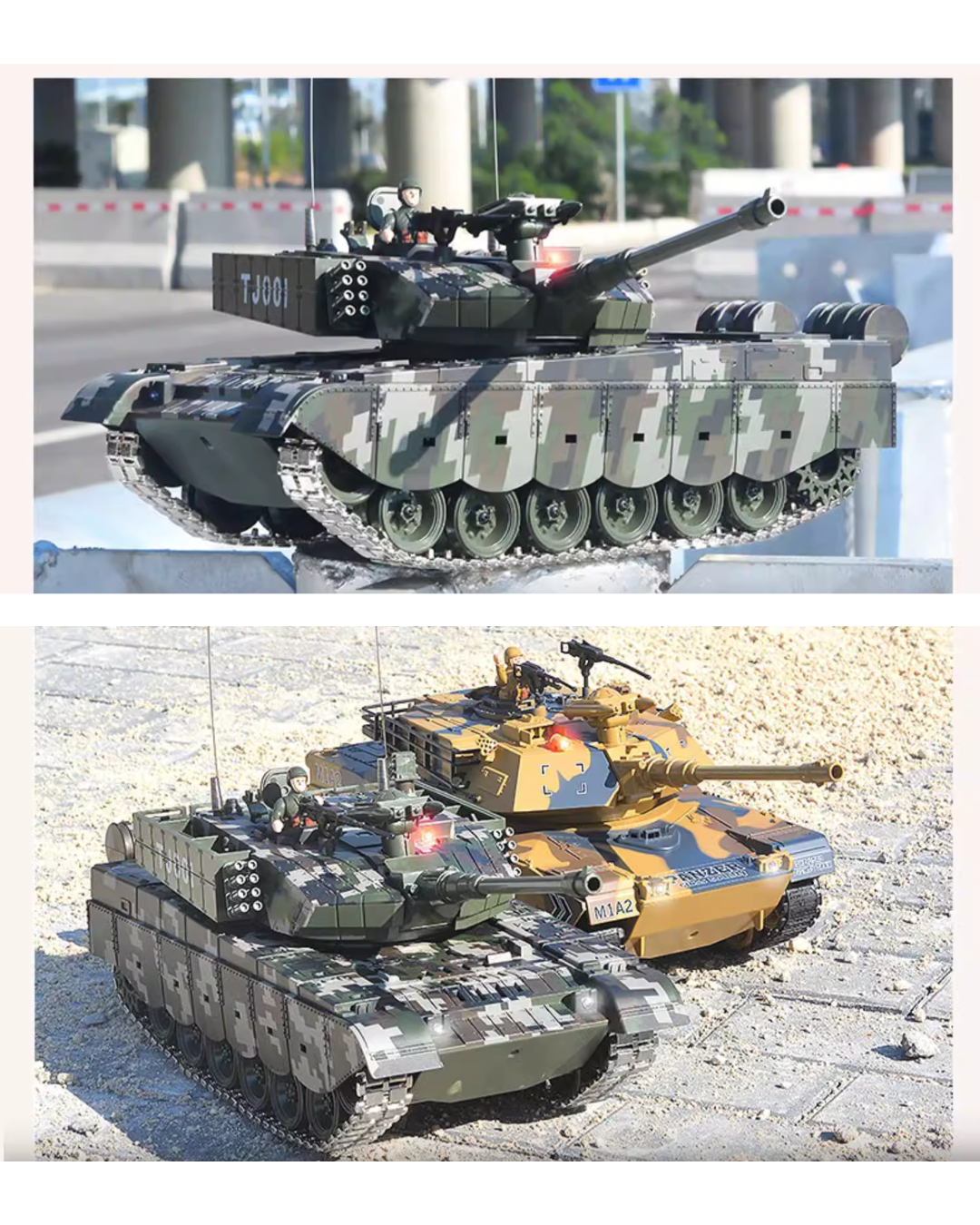 50CM RC Battle Tank with Metal Tracks, 360° Turret & Smoke Effects