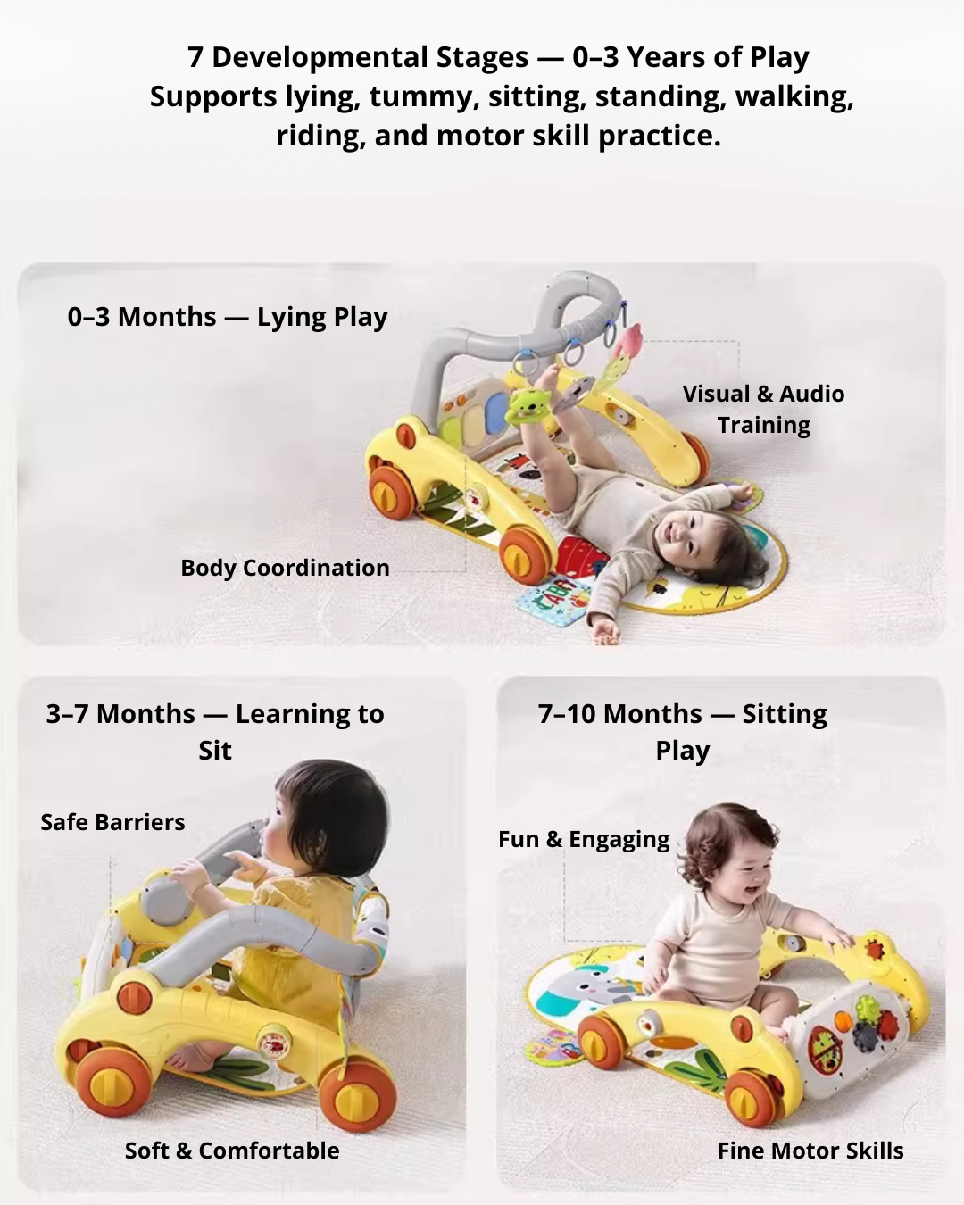 7-in-1 Multi-Function Baby Activity Gym & Walker for Infant Development