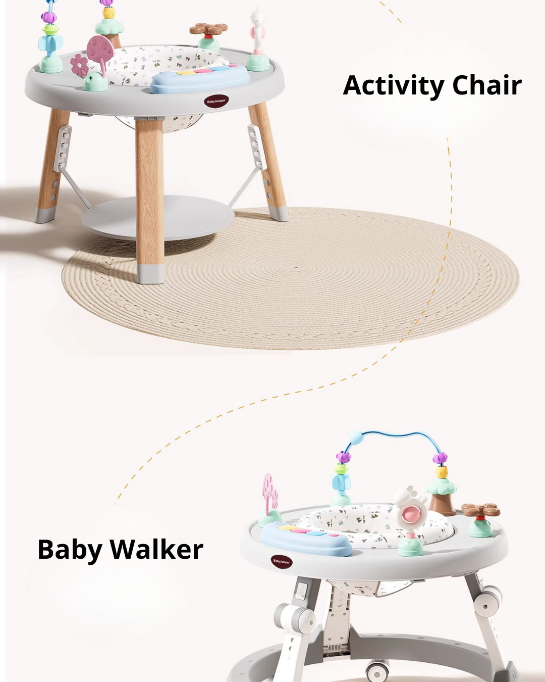 Multi-Function Baby Jumper, Activity Chair & Learning Walker | Adjustable Height, 360° Rotating Seat, Early Learning Toys for 6+ Months Toddlers