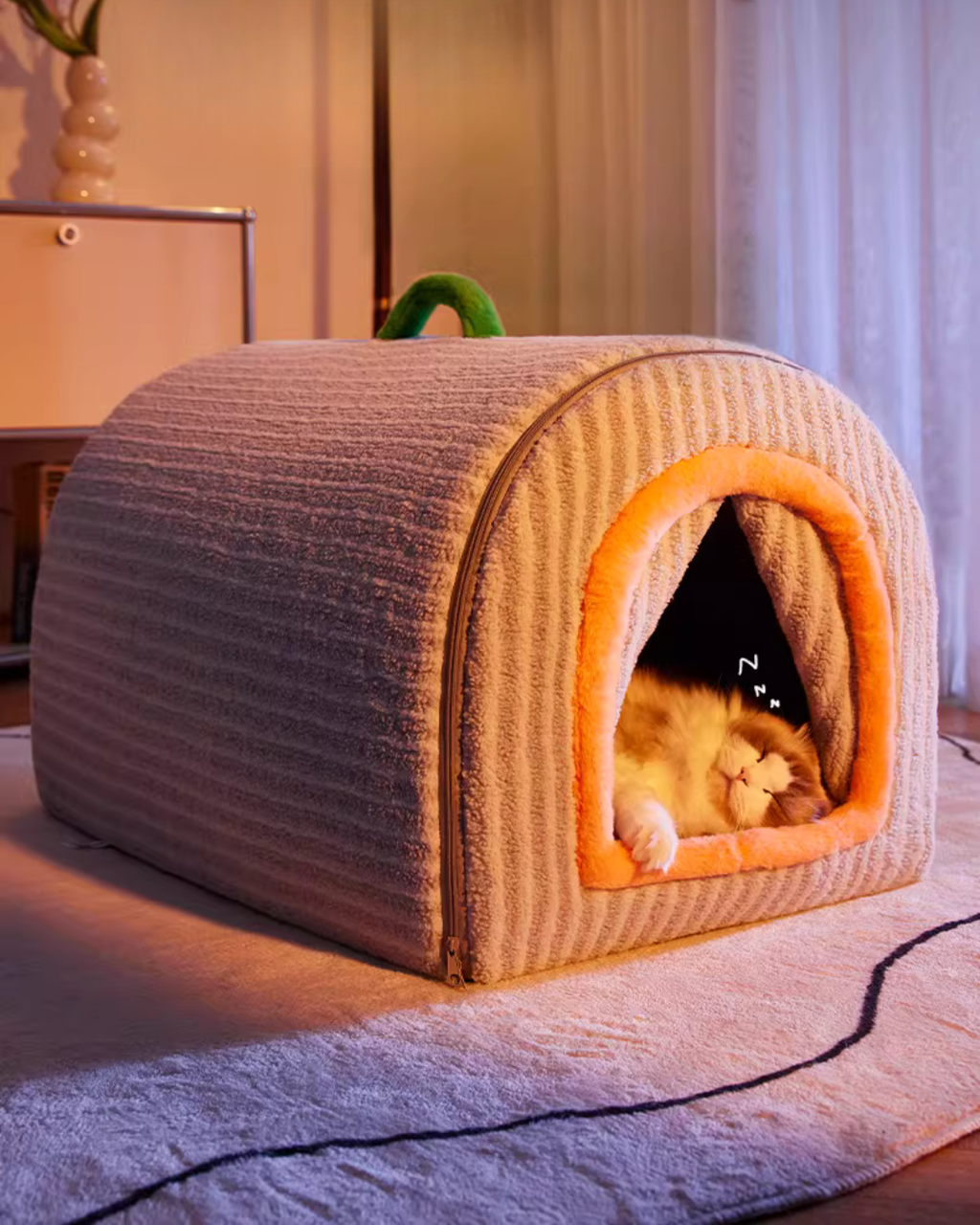 Heated Pet House Bed – 55°C Warmth, Soft Arctic Velvet, Anti-Slip
