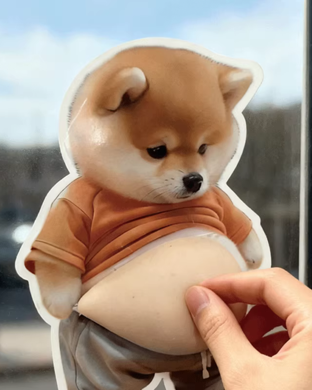 3D Shiba Inu Big Belly Sticker – Fidget & Anti-Collision Home Accent