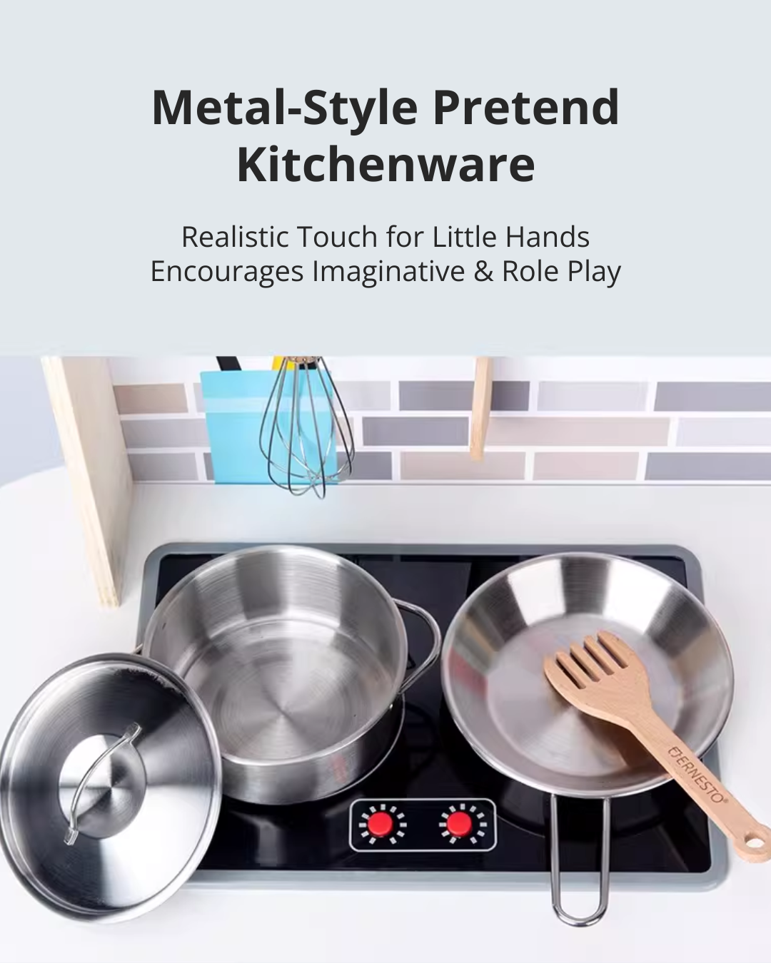 Kids Wooden Play Kitchen Set – Lights, Sounds & Ice Maker for Toddlers