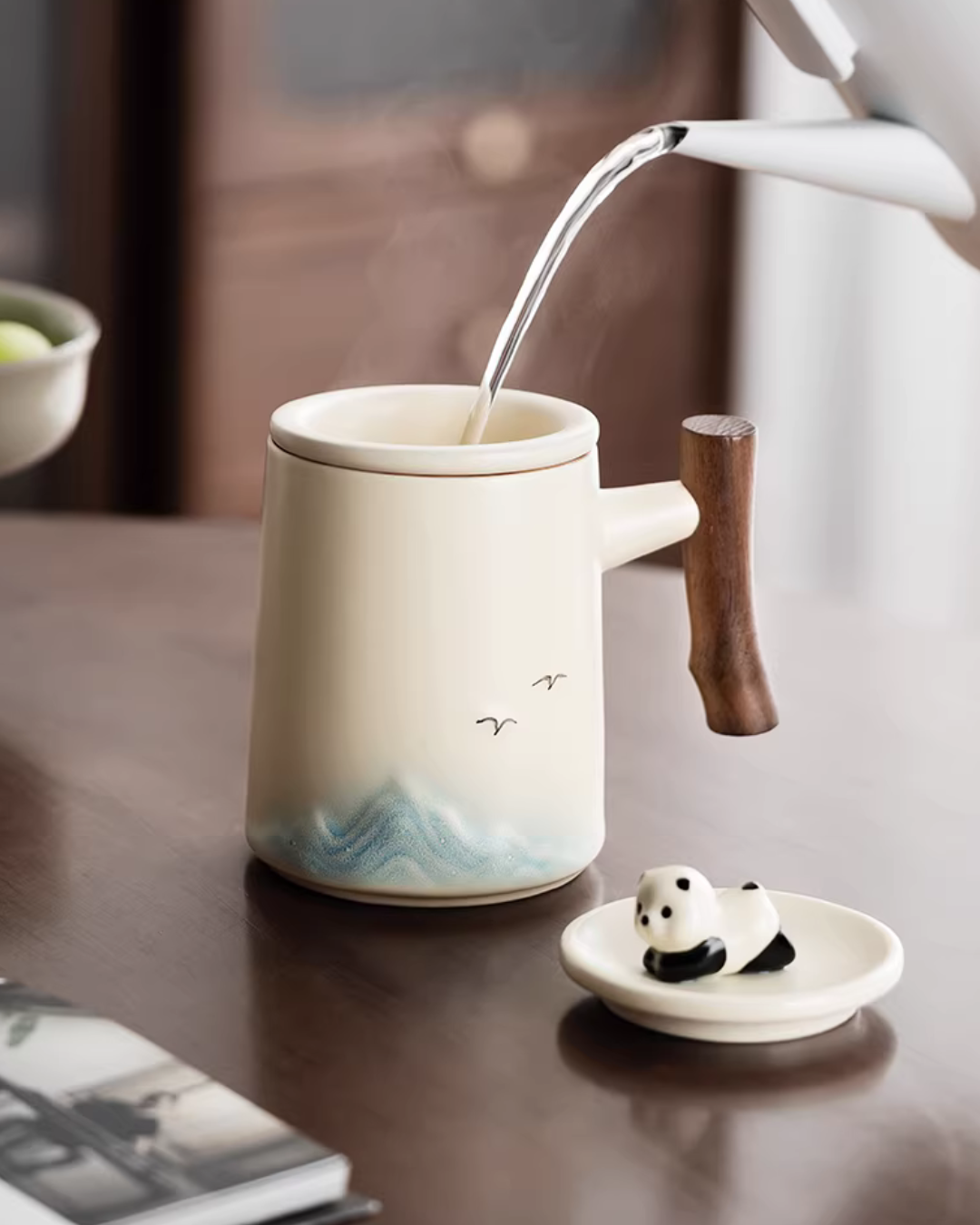 Panda Landscape Tea Mug with 3D Lid & Built-in Tea Infuser – 500ml