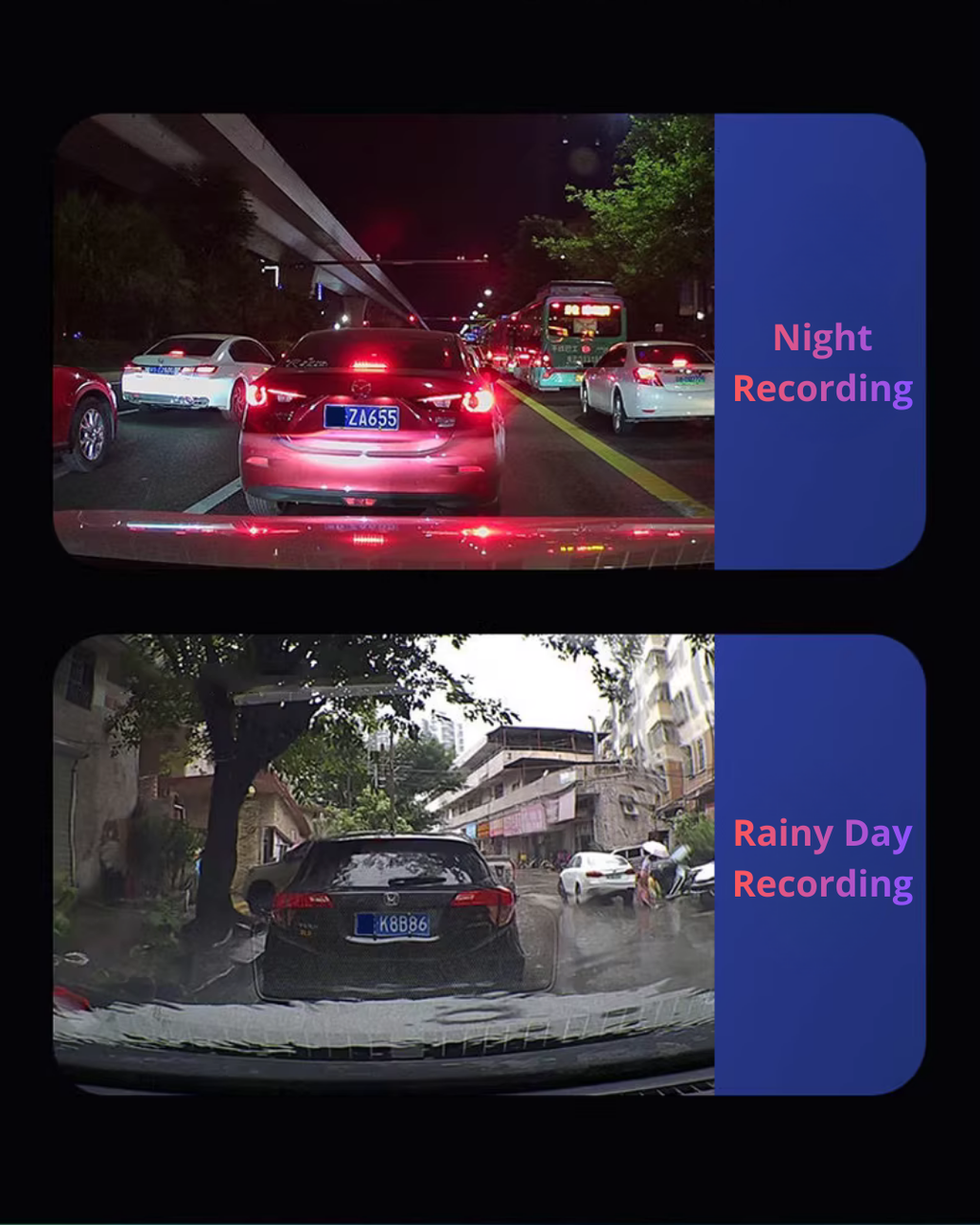 4K Night Vision Dash Cam – Front & Rear, WiFi App & Emergency Lock