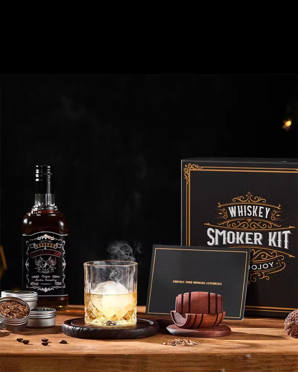 Premium Whiskey Smoker Kit for Home Cocktails & Bourbon Infusion