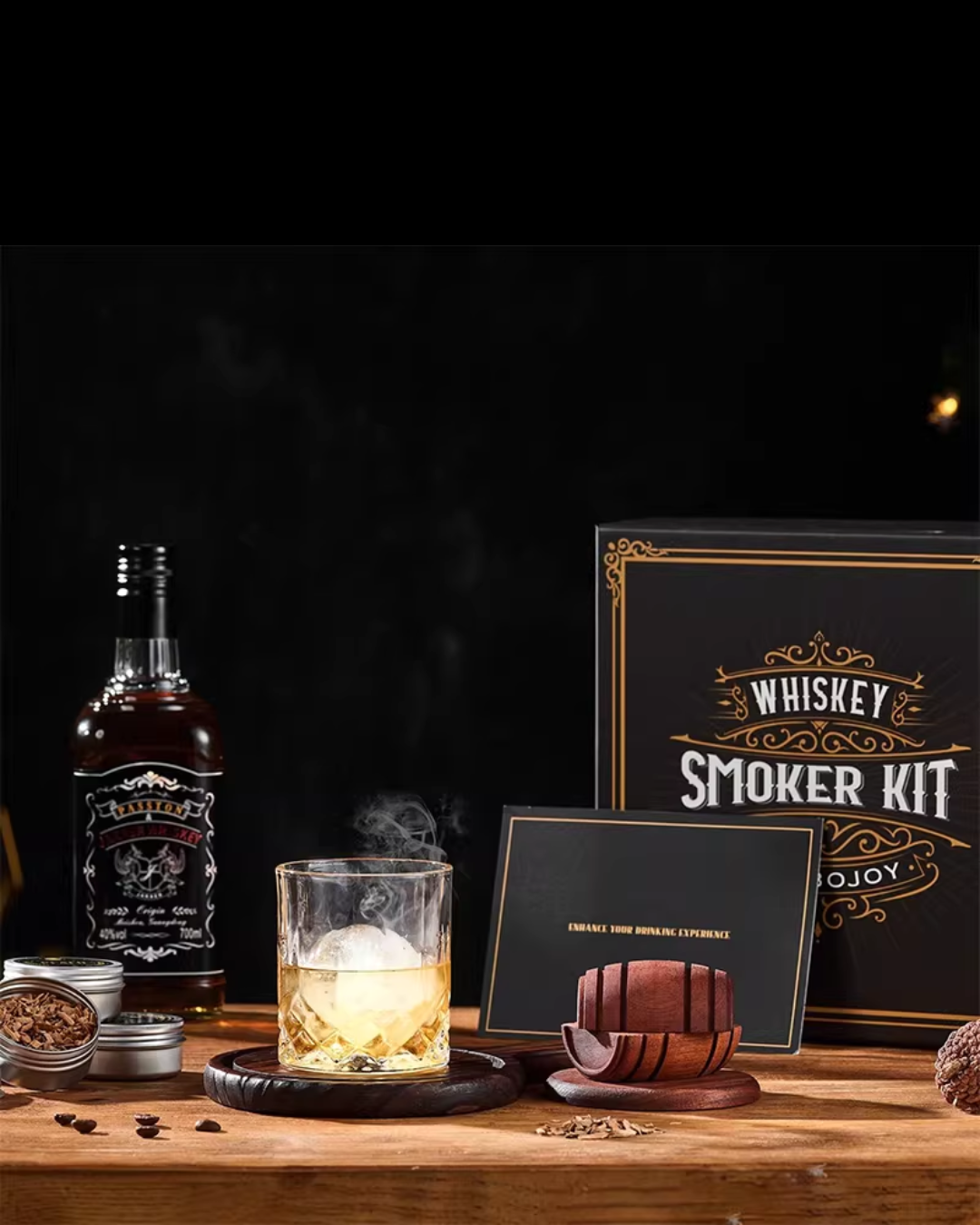 Premium Whiskey Smoker Kit for Home Cocktails & Bourbon Infusion