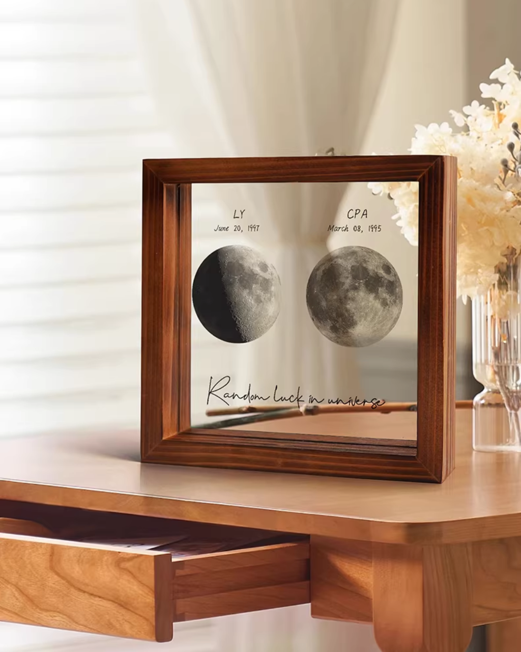 Personalized Moon Phase Frame – Custom Date & Message Gift