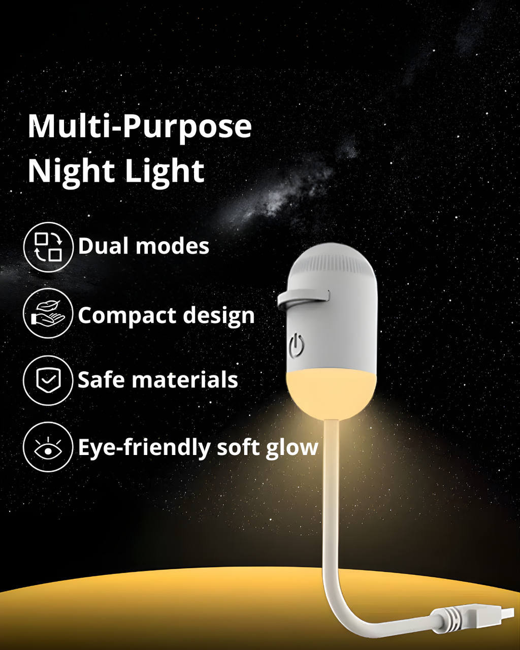 Bedside Night Light & Star Projector – Soft LED Lighting for Babies & Kids