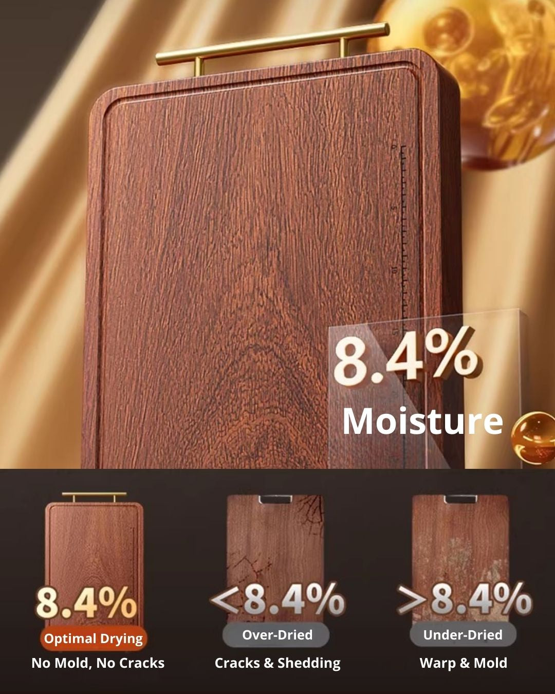 Solid African Ebony Wood Cutting Board – Knife-Friendly & Double-Sided