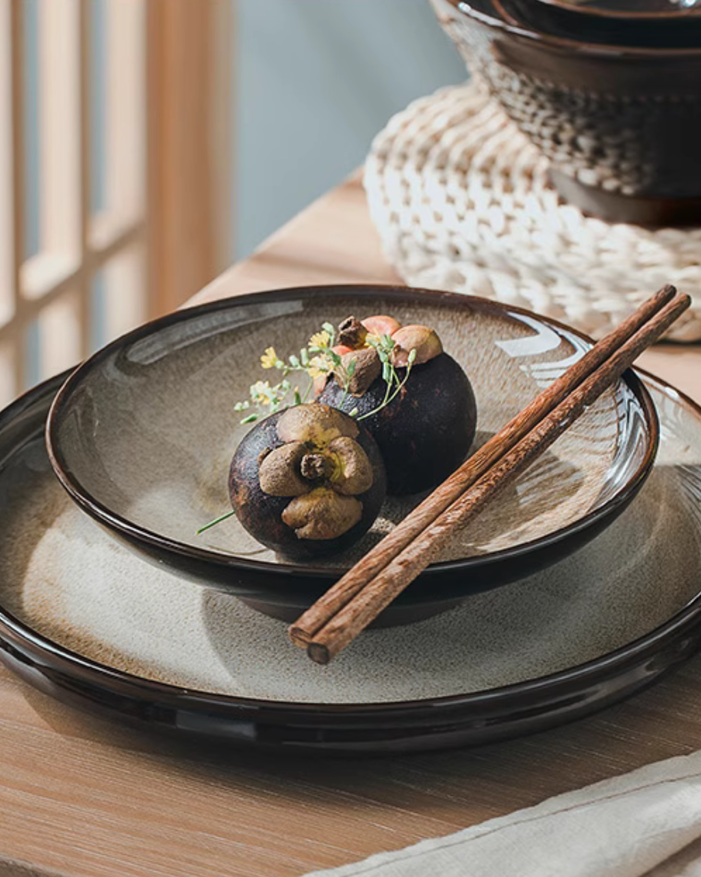 Japanese-Style Zisha Kiln-Change Dinnerware Set — Unique Handcrafted Ceramic