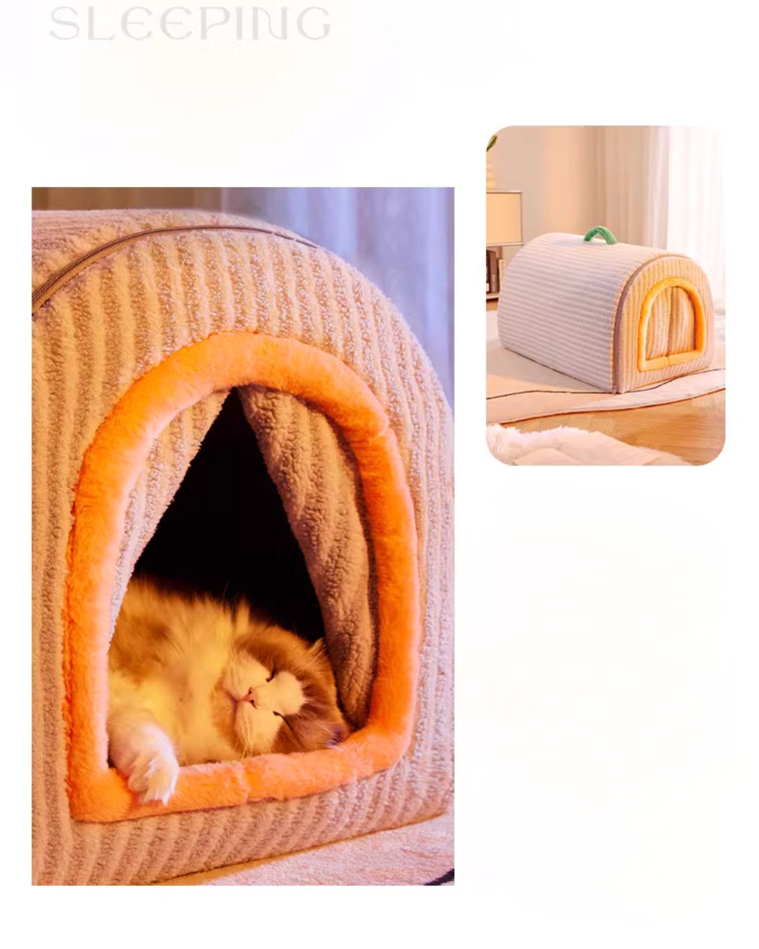 Heated Pet House Bed – 55°C Warmth, Soft Arctic Velvet, Anti-Slip