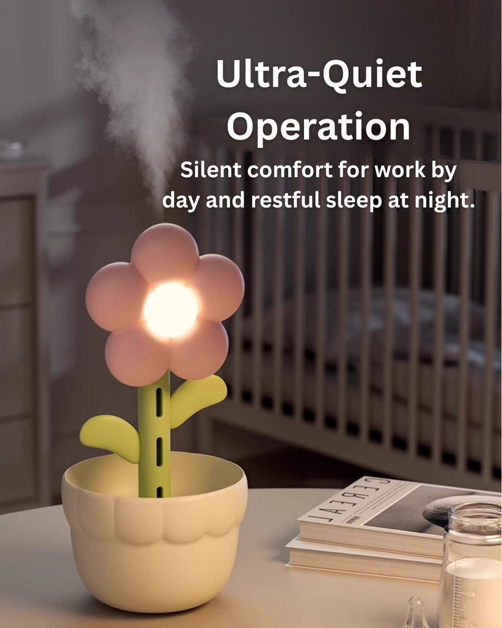 Flower Air Purifier & Humidifier with Quiet Mist and Ambient Light