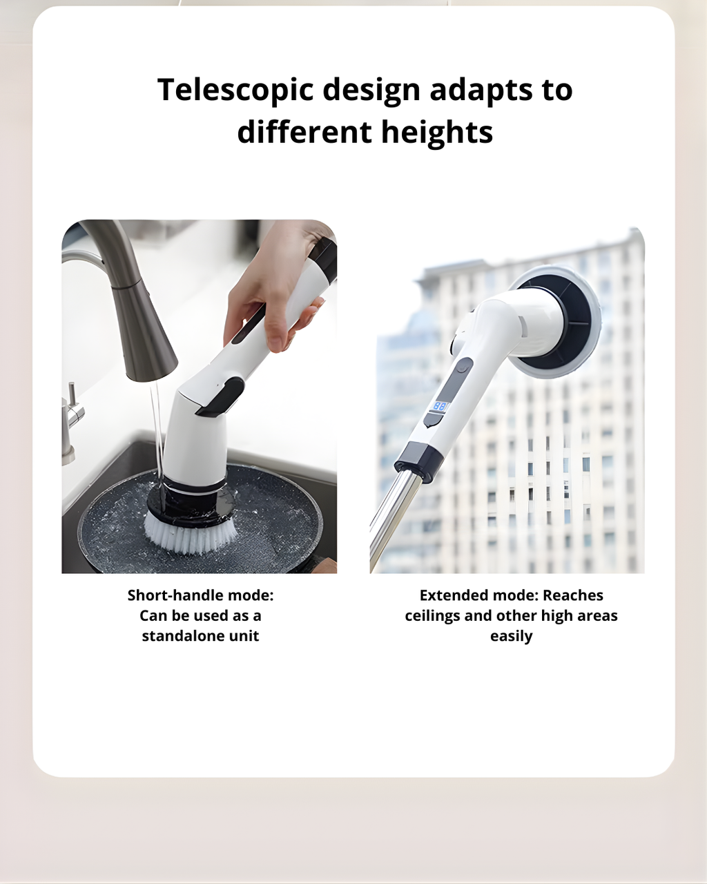 Multifunctional Electric Cleaning Brush with Adjustable Handle & Multi-Brush