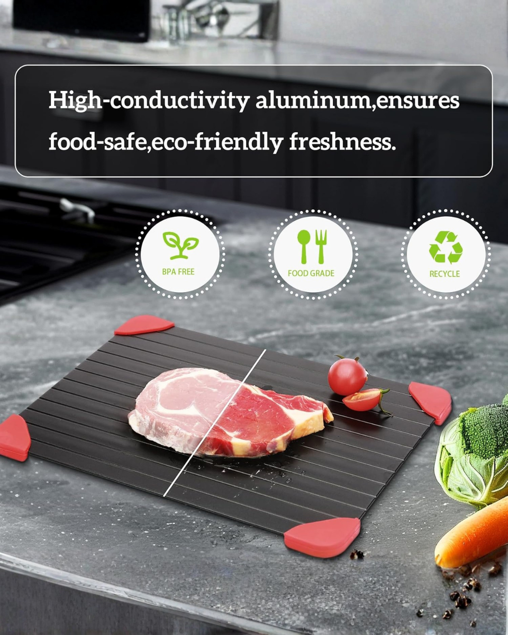 Rapid Thawing Aluminum Tray – Easy, Electricity-Free Food Defrost