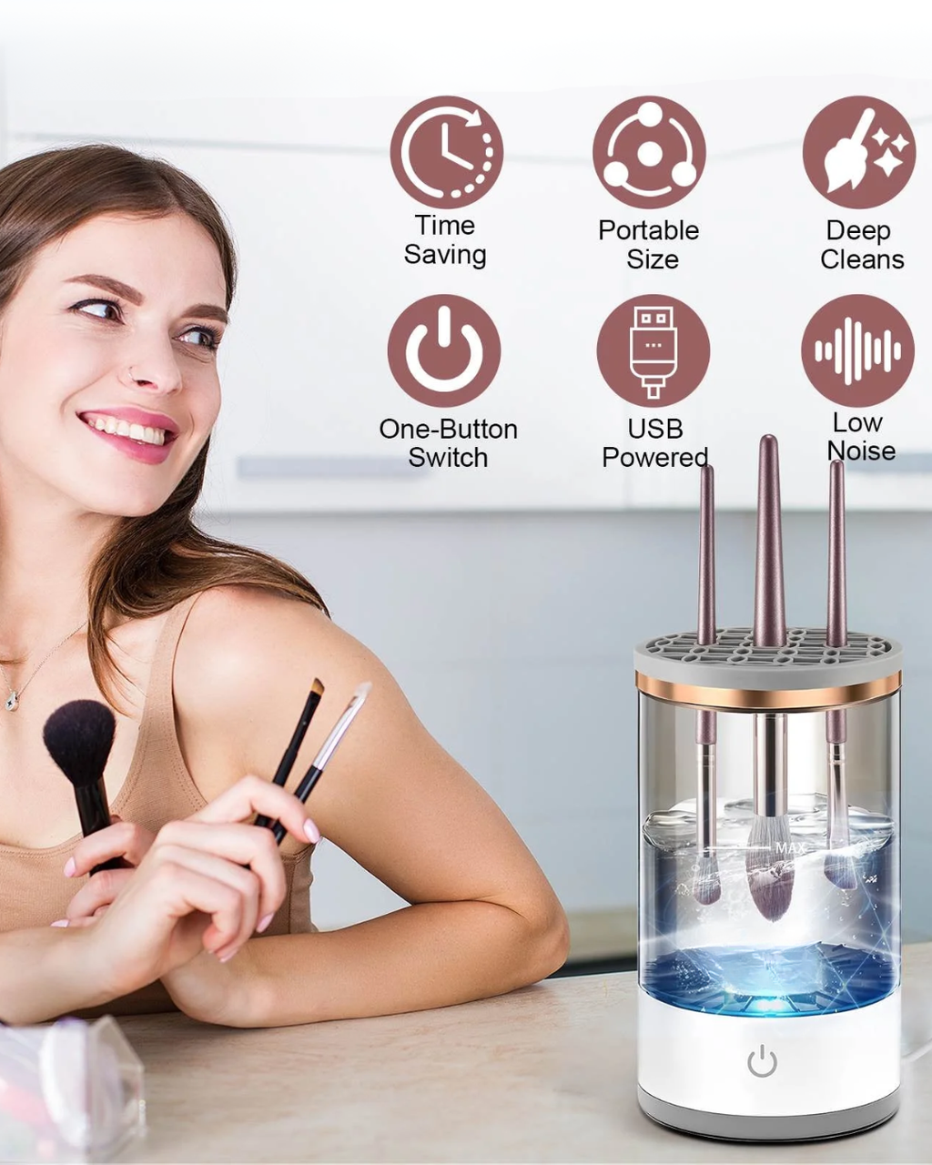 USB Makeup Brush Cleaner & Dryer – Quick, Travel-Friendly Beauty Tool