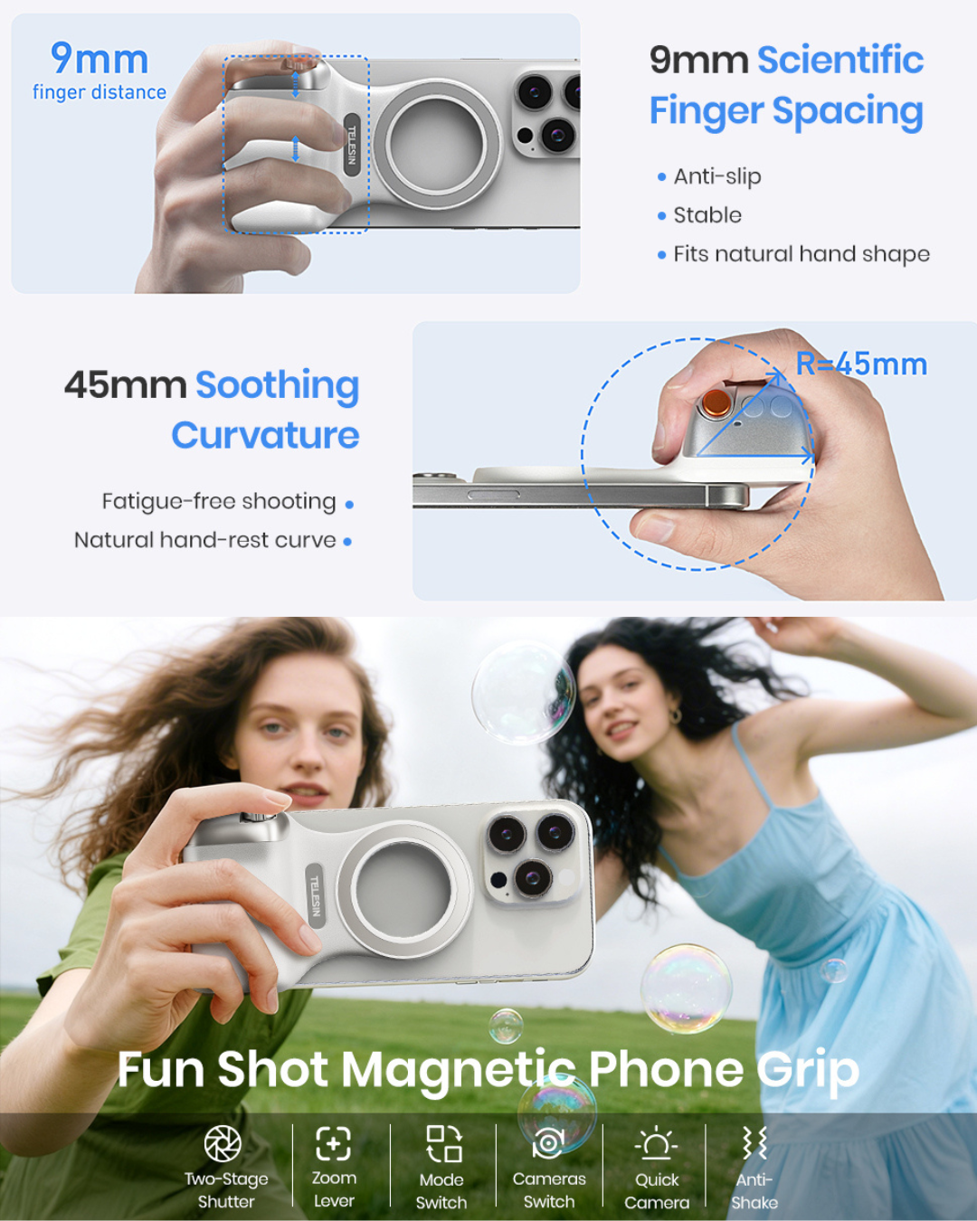 Magnetic Phone Camera Grip with Fill Light for Vlogging