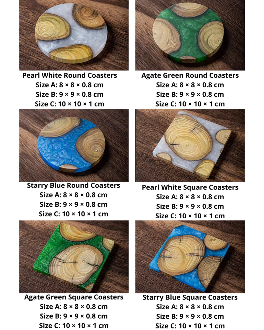 Elegant Resin & Natural Wood Coasters for Coffee, Tea & Everyday Use