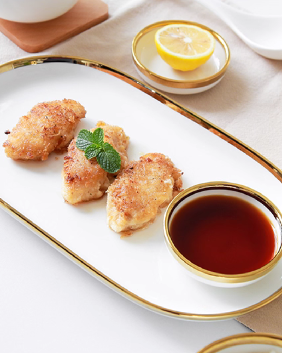 Nordic Luxe Gold-Trim Dinnerware Set – Minimalist Porcelain for Home