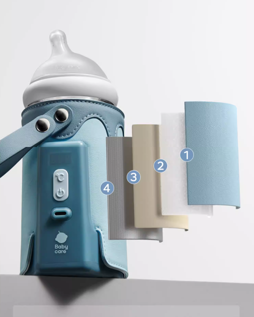 Portable Baby Bottle Warmer – 5 Temperature Levels, 4-Hour Battery