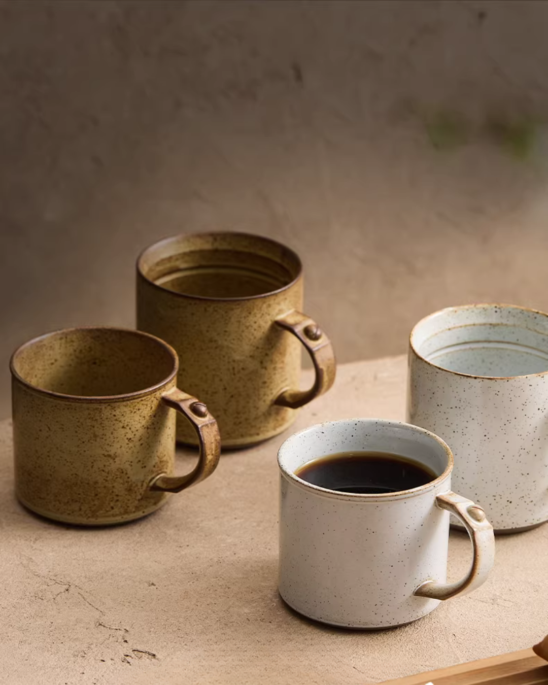 Vintage Rivet Handle Ceramic Mug for Everyday Coffee & Tea